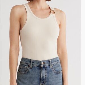 Elodie Beige Ribbed Tank Top
